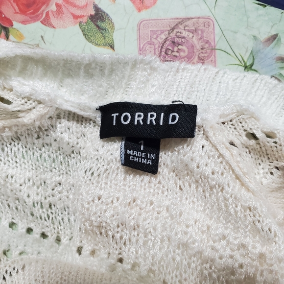 Torrid Ivory & Taupe Pointelle Knit Cardigan - Picture 5 of 8